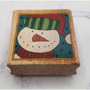 Cute Christmas Holiday Snowman Wood Mounted Rubber Stamp Hobby Lobby